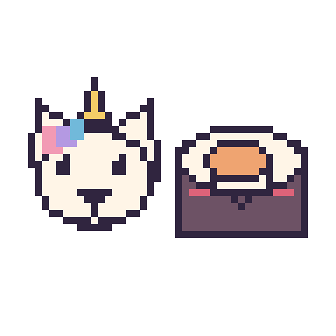 Modèle de pixel art Licorne et Sushi kawaii sur une grille de 48 par 48 cases