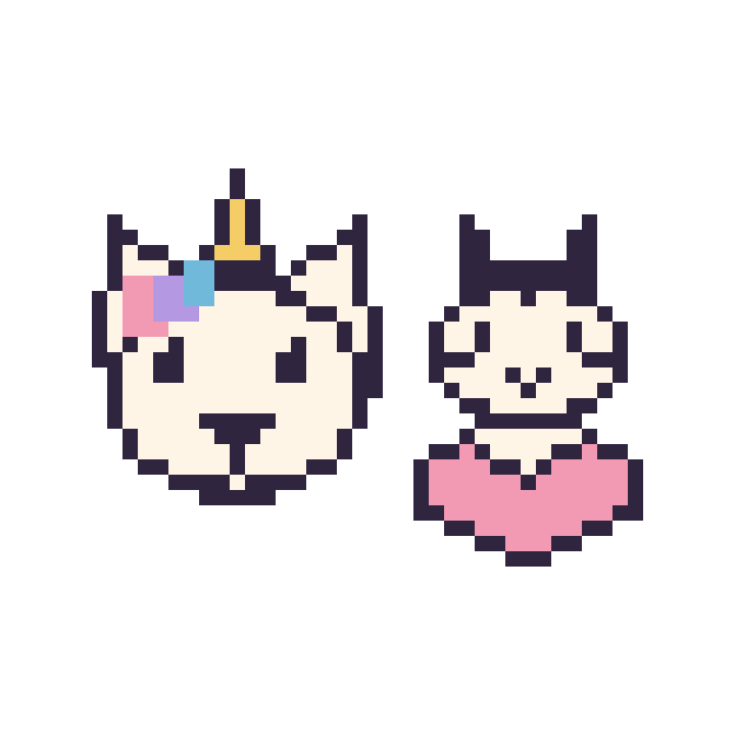 Modèle de pixel art Licorne et Zèbre avec un cœur sur une grille de 48 par 48 cases