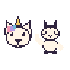 Pixel art Licorne et Zèbre qui fait coucou, grille 48 × 48