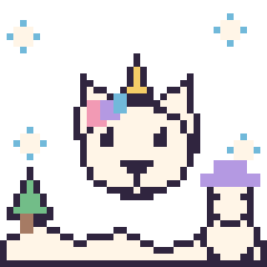 Pixel art Licorne en hiver, grille 40 × 40