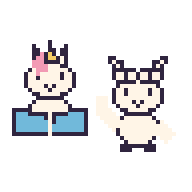 Modèle de pixel art Licorne avec un livre et Alpaga qui fait coucou sur une grille de 48 par 48 cases