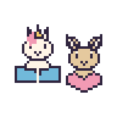 Pixel art Licorne avec un livre et Chèvre avec un cœur, grille 48 × 48