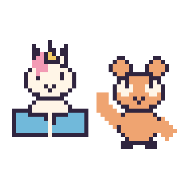 Modèle de pixel art Licorne avec un livre et Hamster qui fait coucou sur une grille de 48 par 48 cases