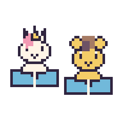 Pixel art Licorne avec un livre et Lion avec un livre, grille 48 × 48