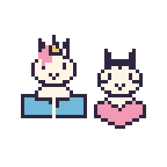 Pixel art Licorne avec un livre et Zèbre avec un cœur, grille 48 × 48