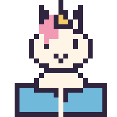 Pixel art Licorne avec un livre, grille 24 × 24