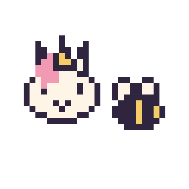 Modèle de pixel art Licorne en portrait et Abeille simple 10 × 10 sur une grille de 32 par 32 cases