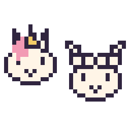 Pixel art Licorne en portrait et Alpaga en portrait, grille 32 × 32