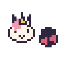 Pixel art Licorne en portrait et Coccinelle simple 10 × 10, grille 32 × 32