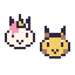 Pixel art Licorne en portrait et Girafe en portrait, grille 32 × 32