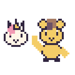 Pixel art Licorne en portrait et Lion qui fait coucou, grille 40 × 40