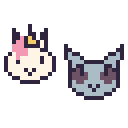 Pixel art Licorne en portrait et Loup en portrait, grille 32 × 32
