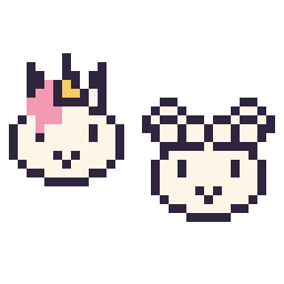 Pixel art Licorne en portrait et Mouton en portrait, grille 32 × 32