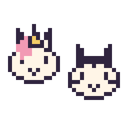 Pixel art Licorne en portrait et Zèbre en portrait, grille 32 × 32