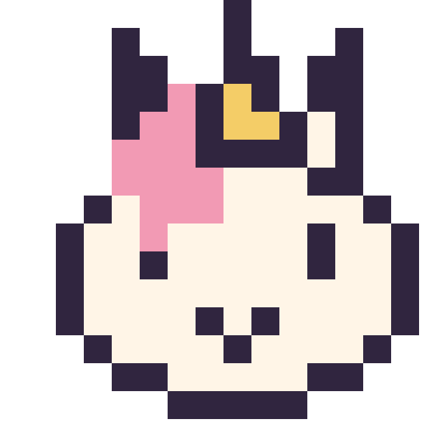 Modèle de pixel art Licorne : portrait facile sur une grille de 16 par 16 cases