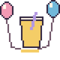 Pixel art Limonade avec des ballons, grille 40 × 40