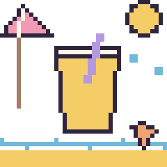 Pixel art Limonade à la plage, grille 40 × 40