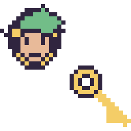 Pixel art Link mini et Clé simple 16 × 16, grille 32 × 32
