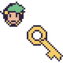 Pixel art Link mini et Clé, grille 40 × 40