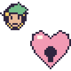 Pixel art Link mini et Cœur cadenas, grille 40 × 40