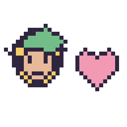 Pixel art Link mini et Cœur simple 12 × 12, grille 32 × 32