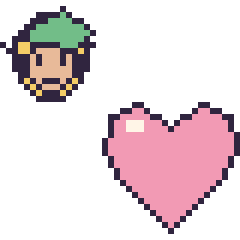 Pixel art Link mini et Cœur, grille 40 × 40