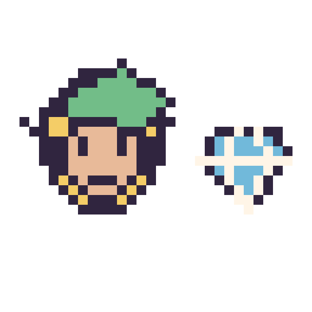 Modèle de pixel art Link mini et Diamant simple 10 × 10 sur une grille de 32 par 32 cases