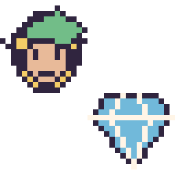 Pixel art Link mini et Diamant simple 16 × 16, grille 32 × 32