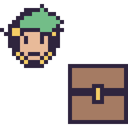 Pixel art Link mini et Coffre Minecraft 16 × 16, grille 32 × 32