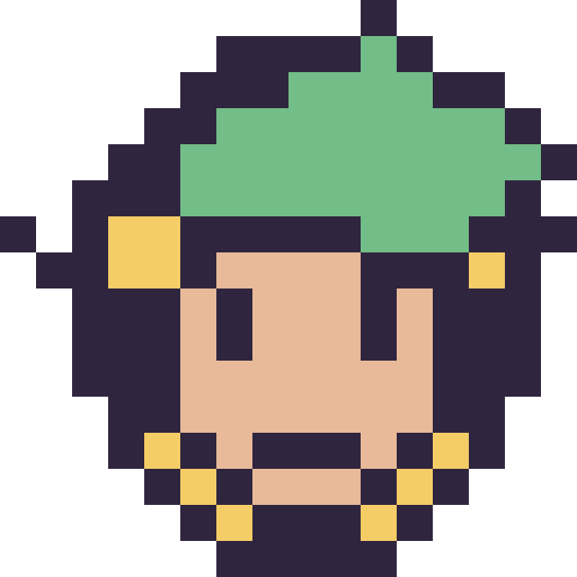 Modèle de pixel art Link mini 16 × 16 sur une grille de 16 par 16 cases