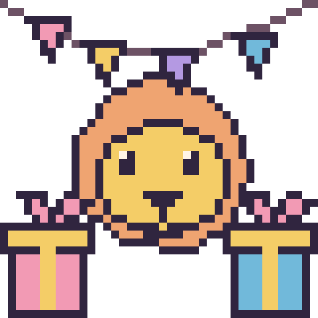 Modèle de pixel art Lion pour un anniversaire sur une grille de 40 par 40 cases
