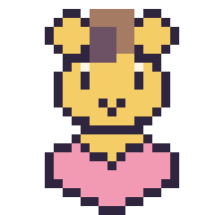 Pixel art Lion avec un cœur, grille 24 × 24