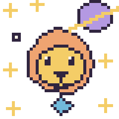 Pixel art Lion dans l’espace, grille 40 × 40