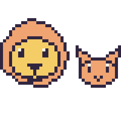 Pixel art Lion et Chat en portrait, grille 40 × 40