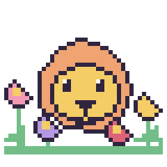 Pixel art Lion dans le jardin, grille 40 × 40