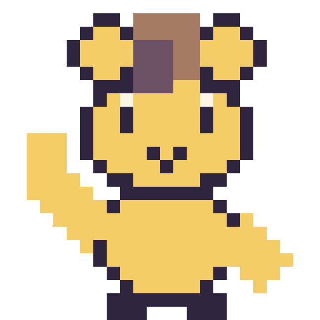 Modèle de pixel art Lion qui fait coucou sur une grille de 24 par 24 cases