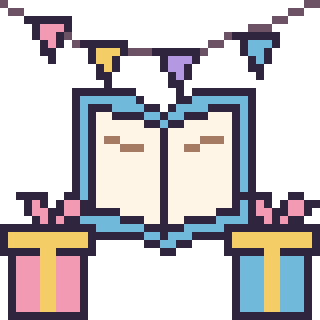 Modèle de pixel art Livre pour un anniversaire sur une grille de 40 par 40 cases
