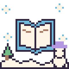 Pixel art Livre en hiver, grille 40 × 40