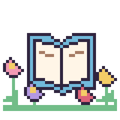 Pixel art Livre dans le jardin, grille 40 × 40