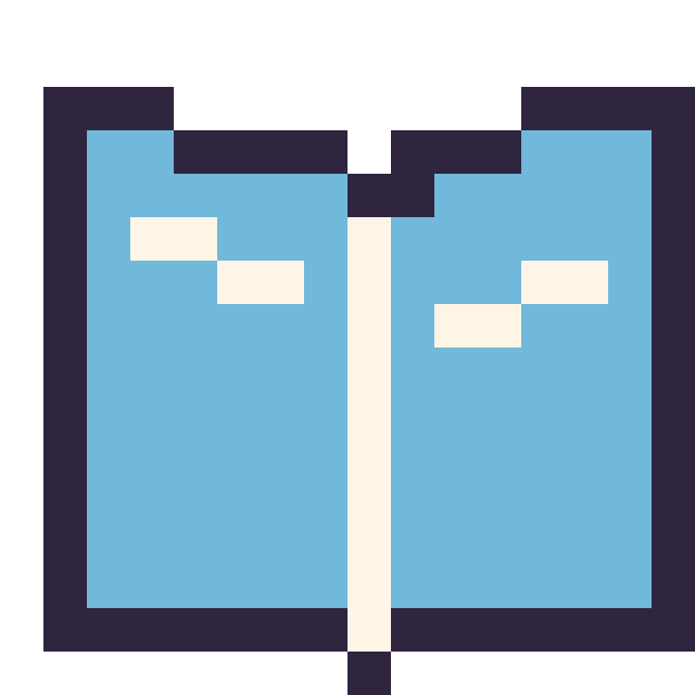 Modèle de pixel art Livre simple 16 × 16 sur une grille de 16 par 16 cases