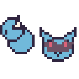 Pixel art Lokhlass mini et Lucario mini, grille 32 × 32