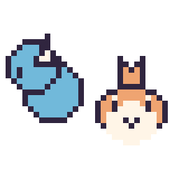 Pixel art Lokhlass mini et Poussifeu mini, grille 32 × 32