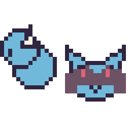 Pixel art Lokhlass mini et Riolu mini, grille 32 × 32