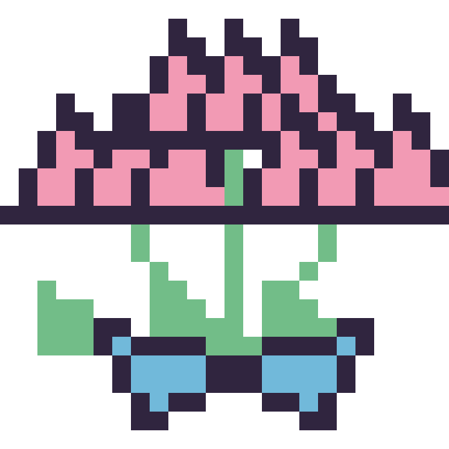 Modèle de pixel art Lotus en bouquet sur une grille de 24 par 24 cases