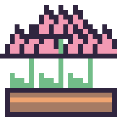 Pixel art Lotus en jardinière, grille 24 × 24