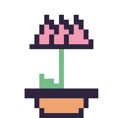 Pixel art Lotus en pot, grille 24 × 24