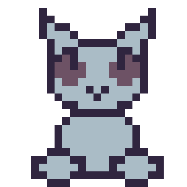 Modèle de pixel art Loup assis sur une grille de 24 par 24 cases