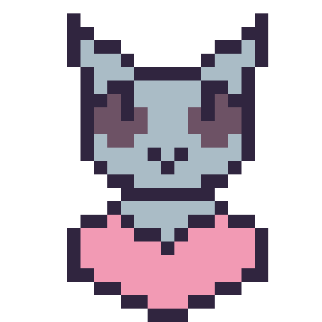 Modèle de pixel art Loup avec un cœur sur une grille de 24 par 24 cases
