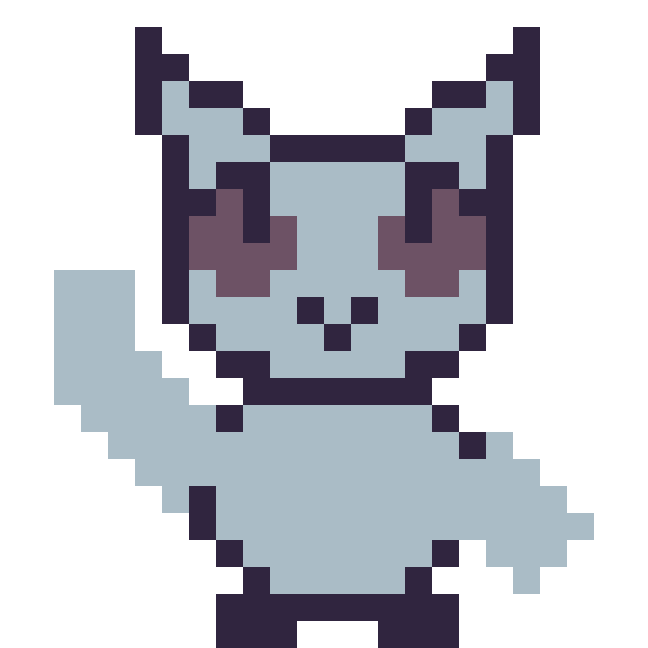 Modèle de pixel art Loup qui fait coucou sur une grille de 24 par 24 cases