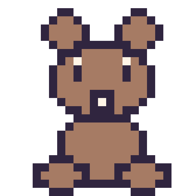 Modèle de pixel art Loutre assis sur une grille de 24 par 24 cases